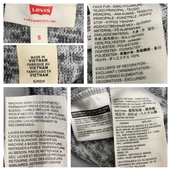 LEVI'S Gray Bucle Teddy Crew Neck Sweatshirt With Contrast Hem Size Small - Picture 12 of 16